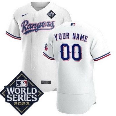 Texas Rangers Customized White 2023 World Series Authentic Jersey