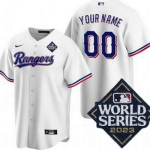 Texas Rangers Customized White 2023 World Series Cool Base Jersey