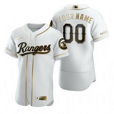 Texas Rangers Customized White Gold 2020 FlexBase Jersey