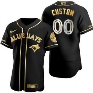 Toronto Blue Jays Customized Black Gold Authentic Jersey