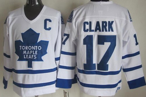 Toronto Maple Leafs #17 Wendel Clark White CCM Throwback Jersey