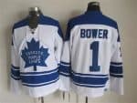Toronto Maple Leafs #1 Johnny Bower White Throwback Jersey