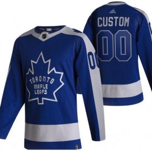 Toronto Maple Leafs Customized Blue 2021 Reverse Retro Authentic Jersey