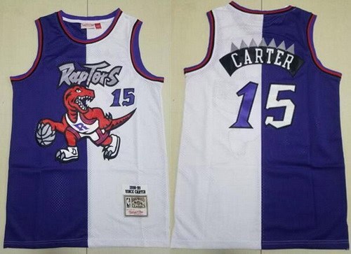 Toronto Raptors #15 Vince Carter Purple White Split 1998 Throwback Swingman Jersey