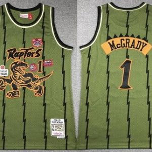 Toronto Raptors #1 Tracy McGrady Olive Military Flight Swingman Jersey