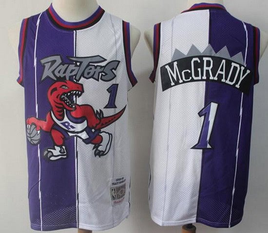 Toronto Raptors #1 Tracy McGrady Purple White Split 1998 Throwback Swingman Jersey