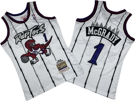 Toronto Raptors #1 Tracy McGrady White 1998 Throwback Swingman Jersey