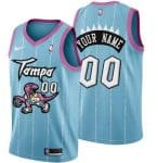 Toronto Raptors Custom Pink Blue 2021 Tampa City Icon Hot Press Jersey