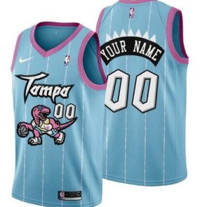 Toronto Raptors Customized Pink Blue 2021 Tampa City Stitched Swingman Jersey