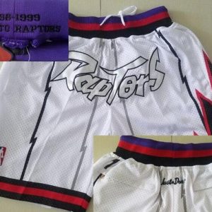 Toronto Raptors White Just Don Throwback Swingman Shorts