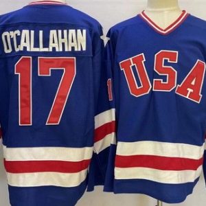 USA #17 Jack O'Callahan Blue 1980 Olympics Authentic Jersey