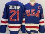 USA #21 Mike Eruzione Blue 1980 Olympics Authentic Jersey