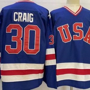 USA #30 Jim Craig Blue 1980 Olympics Authentic Jersey