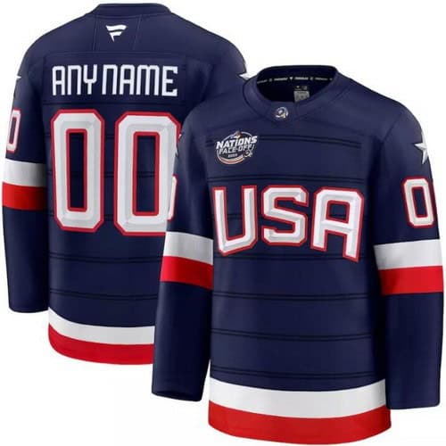 USA Customized Navy 2025 4 Nations Face Off Authentic Jersey