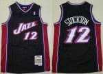 Utah Jazz #12 John Stockton Black 1998 Throwback Swingman Jersey