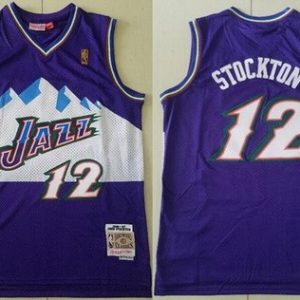 Utah Jazz #12 John Stockton Purple 1996 Throwback Swingman Jersey