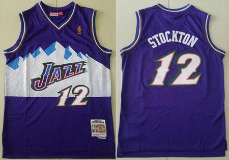 Utah Jazz #12 John Stockton Purple 1996 Throwback Swingman Jersey