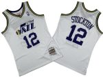 Utah Jazz #12 John Stockton White 1991 Throwback Swingman Jersey