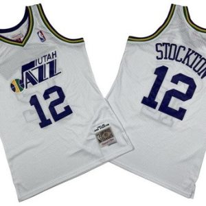 Utah Jazz #12 John Stockton White 1991 Throwback Swingman Jersey