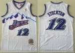 Utah Jazz #12 John Stockton White 1996 Throwback Swingman Jersey