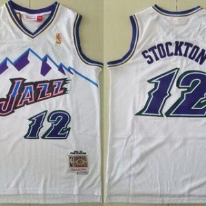 Utah Jazz #12 John Stockton White 1996 Throwback Swingman Jersey