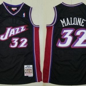 Utah Jazz #32 Karl Malone Purple Black 1998 Throwback Swingman Jersey