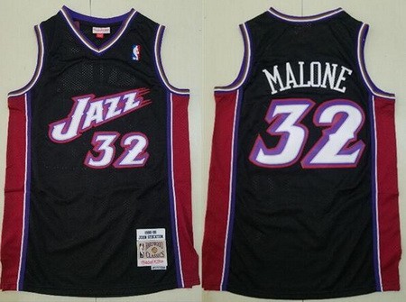 Utah Jazz #32 Karl Malone Purple Black 1998 Throwback Swingman Jersey