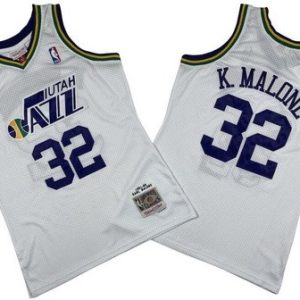 Utah Jazz #32 Karl Malone White 1991 Throwback Swingman Jersey