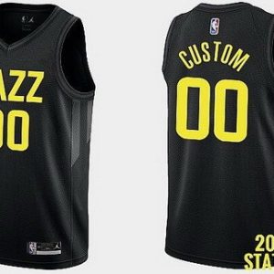 Utah Jazz Custom Black 2022 Statement Icon Heat Press Jersey