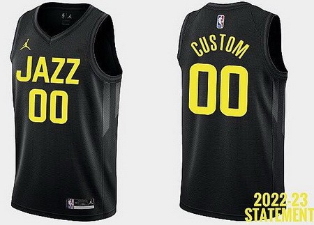 Utah Jazz Custom Black 2022 Statement Icon Heat Press Jersey