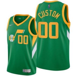 Utah Jazz Custom Green 2021 Earned Icon Hot Press Jersey