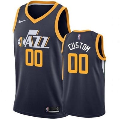 Utah Jazz Custom Navy Icon Hot Press Jersey