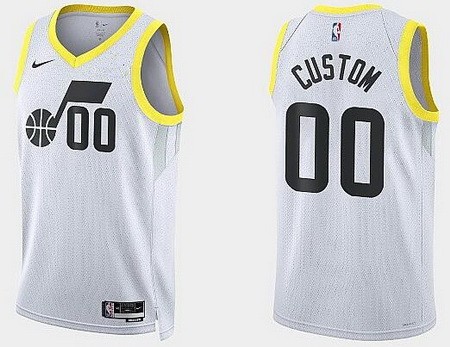 Utah Jazz Custom White 2022 Association Icon Heat Press Jersey