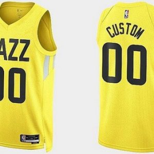Utah Jazz Custom Yellow 2022 Icon Heat Press Jersey