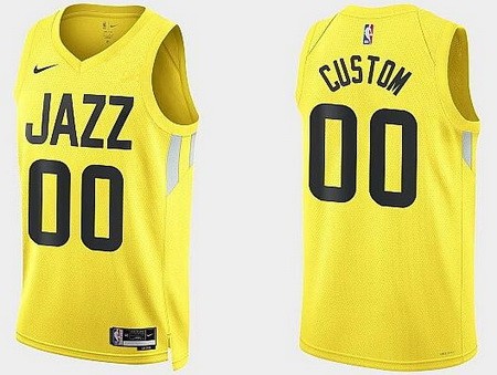 Utah Jazz Custom Yellow 2022 Icon Heat Press Jersey