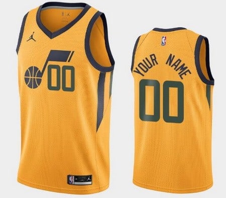 Utah Jazz Custom Yellow Icon Hot Press Jersey