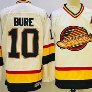 Vancouver Canucks #10 Pavel Bure White Yellow Throwback Jersey