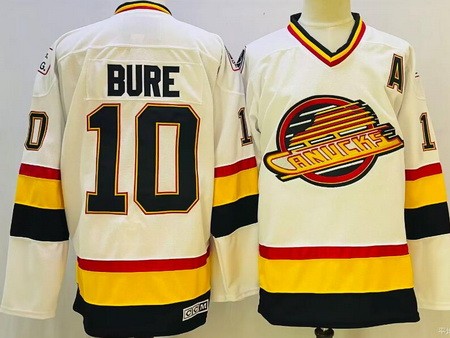 Vancouver Canucks #10 Pavel Bure White Yellow Throwback Jersey