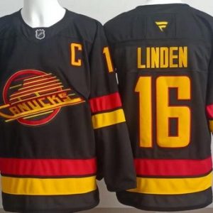 Vancouver Canucks #16 Trevor Linden Black Alternate Authentic Jersey