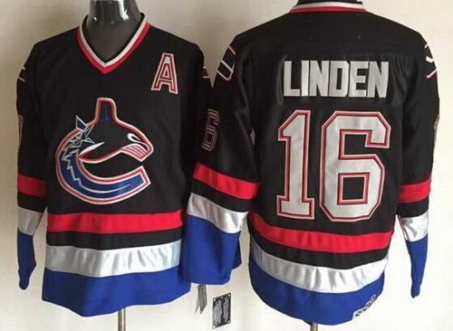 Vancouver Canucks #16 Trevor Linden Black Retro Jersey