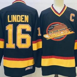 Vancouver Canucks #16 Trevor Linden Black Throwback Jersey