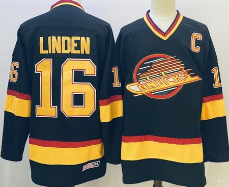 Vancouver Canucks #16 Trevor Linden Black Throwback Jersey