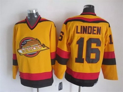 Vancouver Canucks #16 Trevor Linden Orange Throwback Jersey