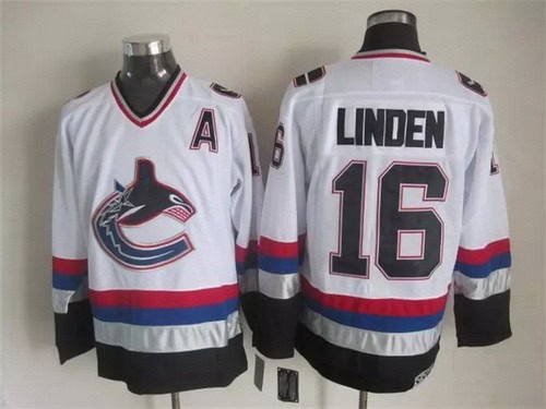 Vancouver Canucks #16 Trevor Linden White Throwback Jersey