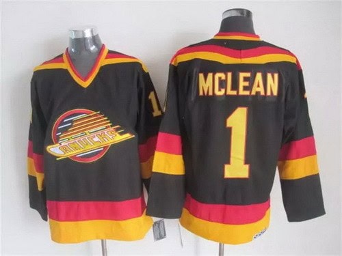 Vancouver Canucks #1 Kirk Mclean Black Throwback Jersey