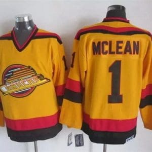 Vancouver Canucks #1 Kirk Mclean Orange Throwback Jersey
