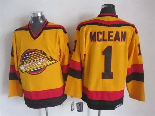 Vancouver Canucks #1 Kirk Mclean Orange Throwback Jersey