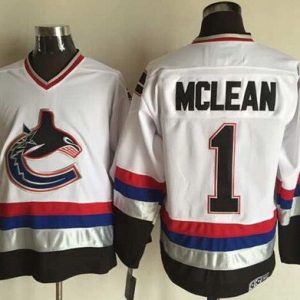 Vancouver Canucks #1 Kirk Mclean White Retro Jersey