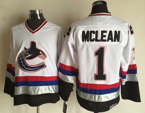 Vancouver Canucks #1 Kirk Mclean White Retro Jersey