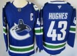 Vancouver Canucks #43 Quinn Hughes Blue Authentic Jersey